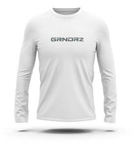 Load image into Gallery viewer, White Logo Long Sleeve Tee - GRNDRZng Sleeve Tee - GRNDRZve Tee - GRNDRZ
