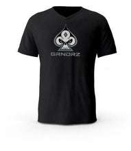 Load image into Gallery viewer, Black White Icon &amp; Logo V-Neck T-Shirts - GRNDRZ
